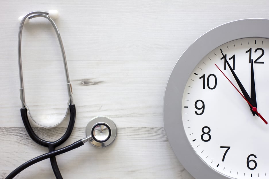 stethoscope and a clock 